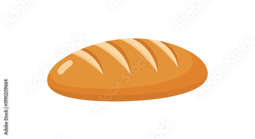 Golden Brown Loaf of Bread with Sliced Top on White Background
