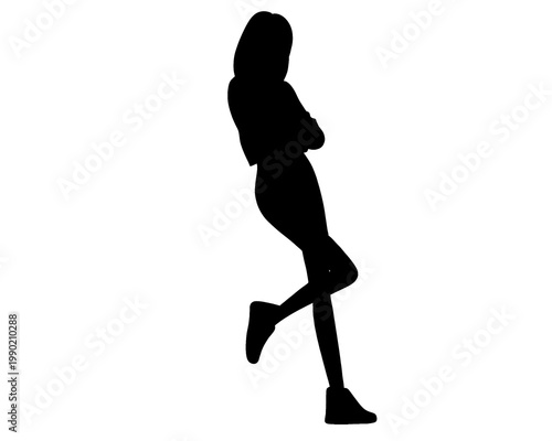 Schilderij op canvas Silhouette of a woman standing while leaning, vector illustration