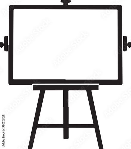 Black and white board on easel whiteboard black outline