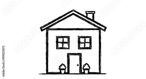 Simple suburban family house with chimney