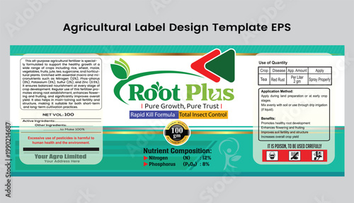 Agricultural Pesticide Bottle Label Design for Product Packaging