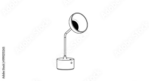 Flashlight tactical icon with circular head and handheld body, clean outline style for safety, camping, and emergency preparedness concept