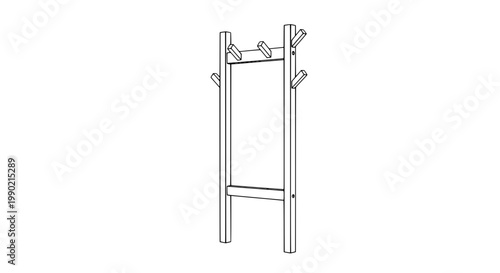 Fence doodle line icon with wooden slats and metal nails, simple outline style for vector graphics, signage, and garden decor