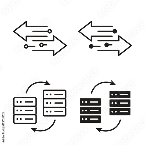 Data transfer icon Isolated flat vector in outline and solid black