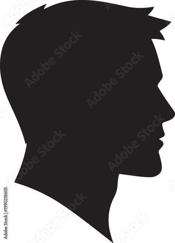 Male Silhouette Profile, Simple Black Head Outline Vector, Modern Minimalist Human Icon for Identity, Business, and Design Concepts