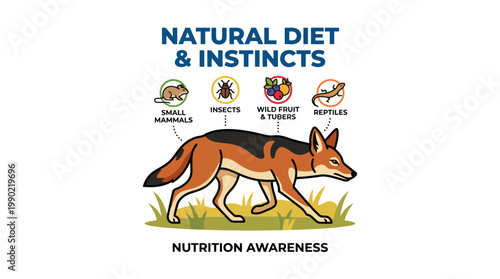 Illustration of a jackal showing its natural diet and instincts.