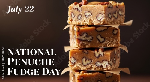 Penuche fudge stack on National Penuche Fudge Day July 22