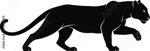 Black Panther Silhouette Running on White Background