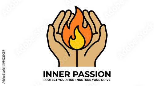 Hands holding a vibrant flame symbolizing inner passion and drive.