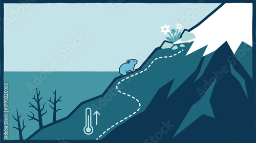 Groundhog predicting weather on a mountain slope illustration.