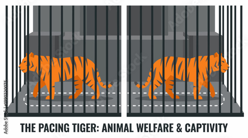 Two tigers pacing in cages illustrating animal welfare and captivity issues.