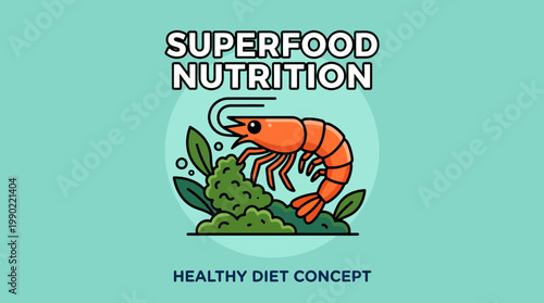 Healthy Shrimp Superfood Nutrition Concept Illustration.