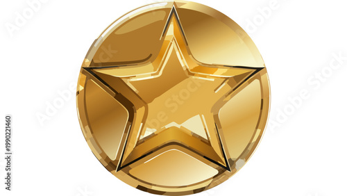 Golden star badge icon representing achievement rating excellence and quality recognition symbol vector