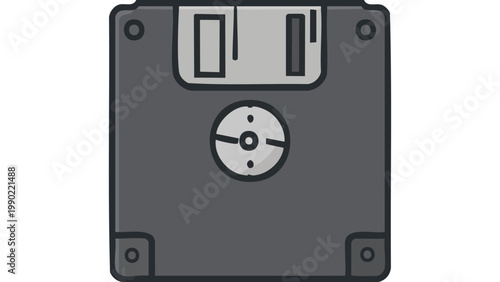 Floppy disk icon representing legacy data storage technology and file saving concept in computing vector