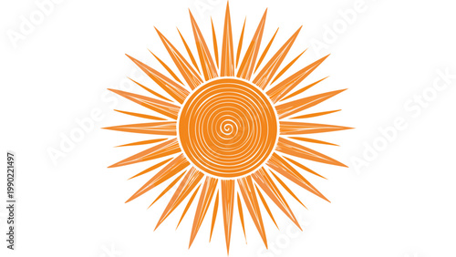 Radiant sunburst icon with dense rays representing energy brightness and decorative graphic element design vector