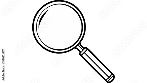 Magnifying glass icon representing search inspection analysis and zoom tool for detailed observation vector