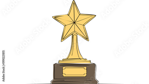 Golden star trophy on pedestal representing excellence achievement award and recognition success symbol vector