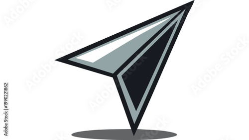 Paper airplane icon in sleek geometric style angled upward suggesting motion direction and sending message concept vector