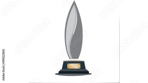 Silver award trophy icon with flame like top on pedestal representing recognition honor and achievement prize vector