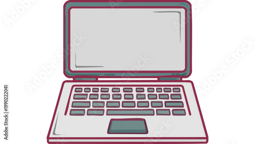 Laptop computer icon with screen and keyboard representing digital technology remote work and communication vector
