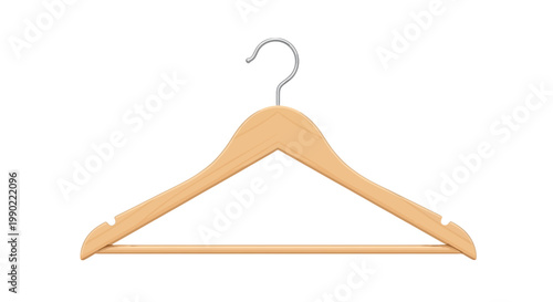 Фотография Wooden clothes hanger with metal hook isolated on white background; classic desi