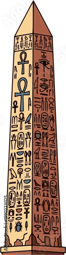 Ancient Egyptian Obelisk Flat Vector Illustration
