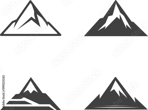 Matterhorn mountain icon set vector, minimal alpine peak collection, clean geometric symbols pack