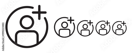 User add icon set different sizes vector illustration for web and app interface design.
