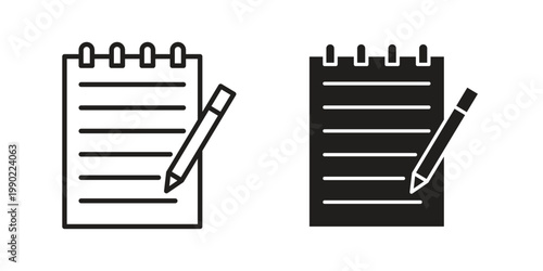 Foto Notepad icon in black and white. clipart and line style icons