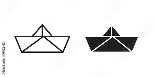 Tableau sur toile Paper boat icon in black and white. clipart and line style icons