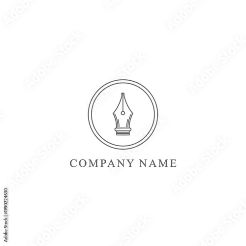 Luxury bakery logo features a pen nib in a circle with company name