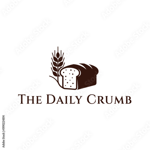 A logo features a brown loaf of bread with a slice cut off and a wheat stalk beside it for The Daily Crumb bakery