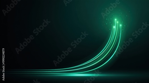 Glowing Neon Curves on Dark Background Creating a Mystical Feel of Light Trails and Energy Flow for Abstract Creative Design Elements