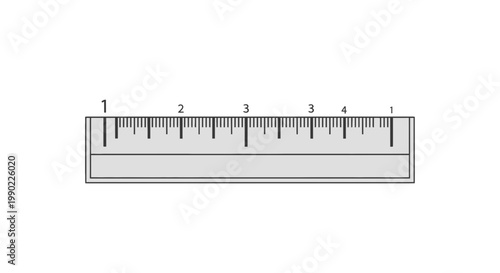 Ruler with millimeter and centimeter markings for measuring objects; precise scale tool in gray tones; simple and practical design