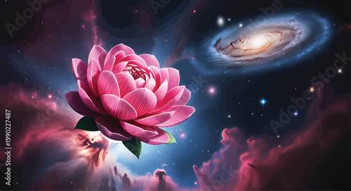 Pink Rose Galaxy Space Cosmic