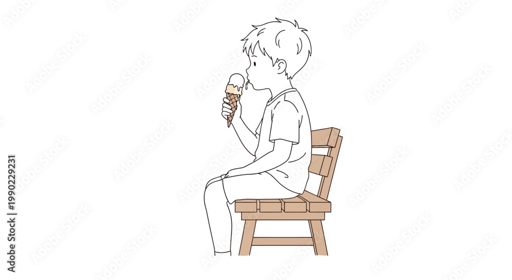 Fototapeta premium Boy sitting on a chair drinking.
