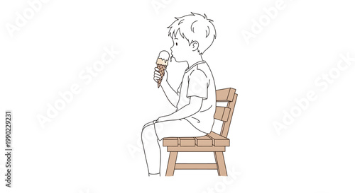Boy sitting on a chair drinking.