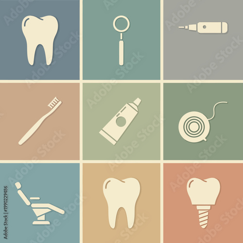 Dental care and teeth icons set.