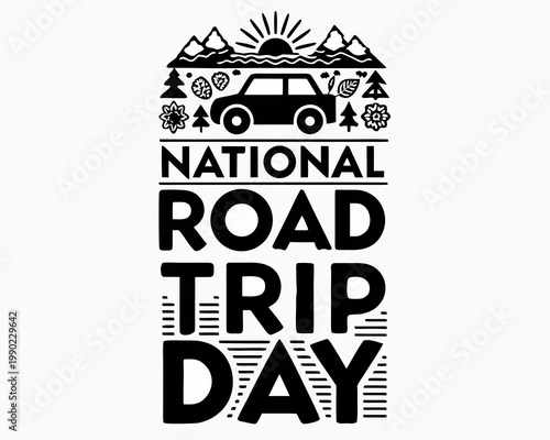 Photos NATIONAL ROAD TRIP DAY vector illustration isolated on white background