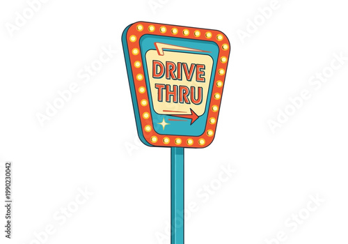 Drive Thru Sign Vector Illustration