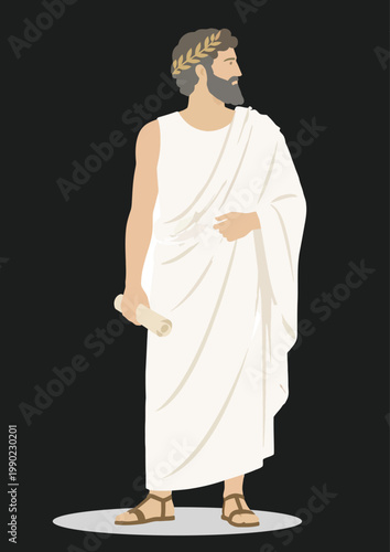 079-37-Man presenting historical wisdom and knowledge on a black backdrop