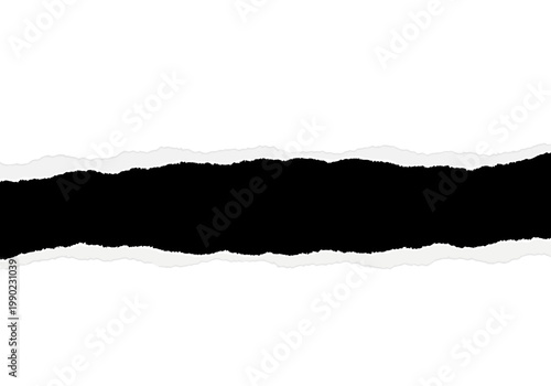 Torn paper vector graphic with a black background in the middle, perfect for design elements