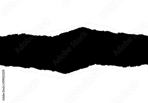 Torn Paper Effect Vector - White Background with Black Gap