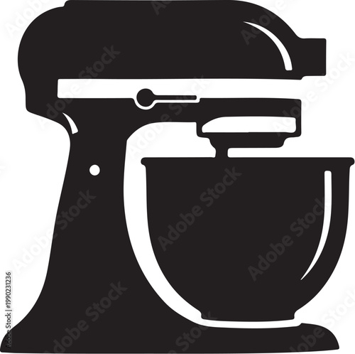 Black silhouette of stand mixer kitchen appliance mixing bowl