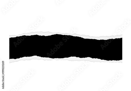 Torn Paper Vector with Black Background Isolated on White, Blank Space for Copy