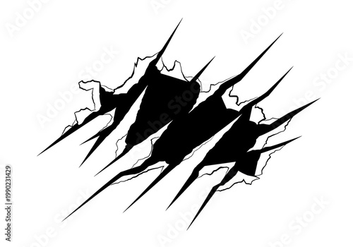 Abstract Claw Mark Vector Illustration - Grunge Torn Paper Effect with Sharp Edges