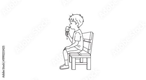 Boy sitting on a chair eating.