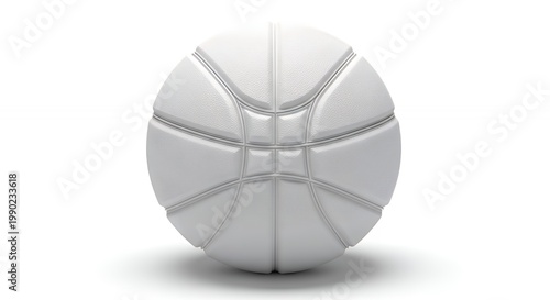 White Basketball on a Clean White Background with Subtle Shadows.