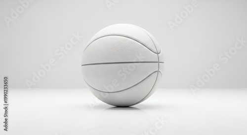 White Basketball on a Clean White Background.