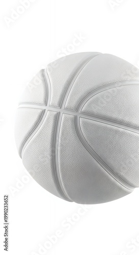 White Basketball on White Background - Minimalist Sports Equipment.